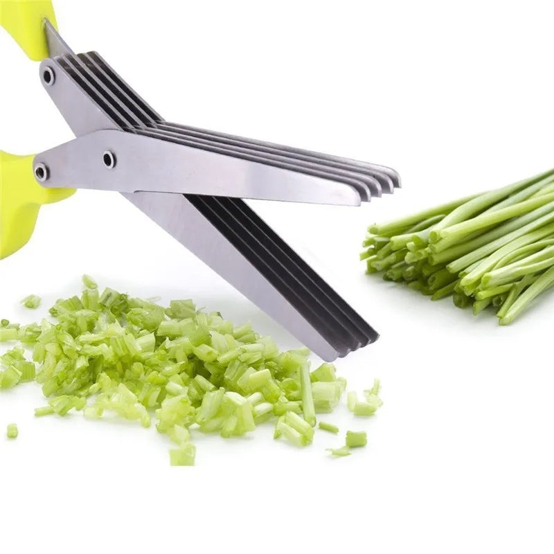 Multi-Layer Herb & Green Onion Scissors – Stainless Steel, 3 or 5 Blade Layers