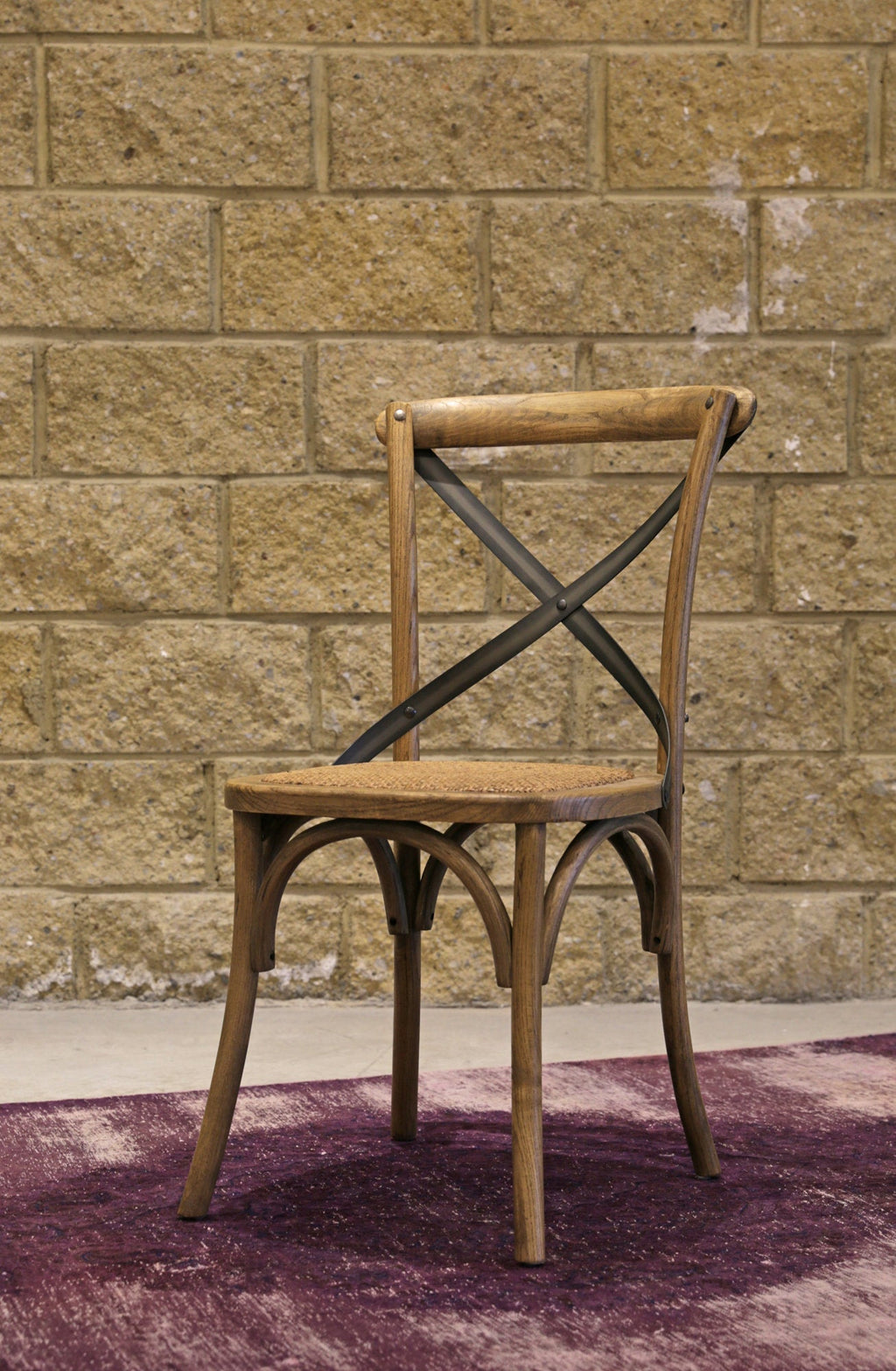 LH Home Cross Back Chair with Rattan Seat (Set of 2)