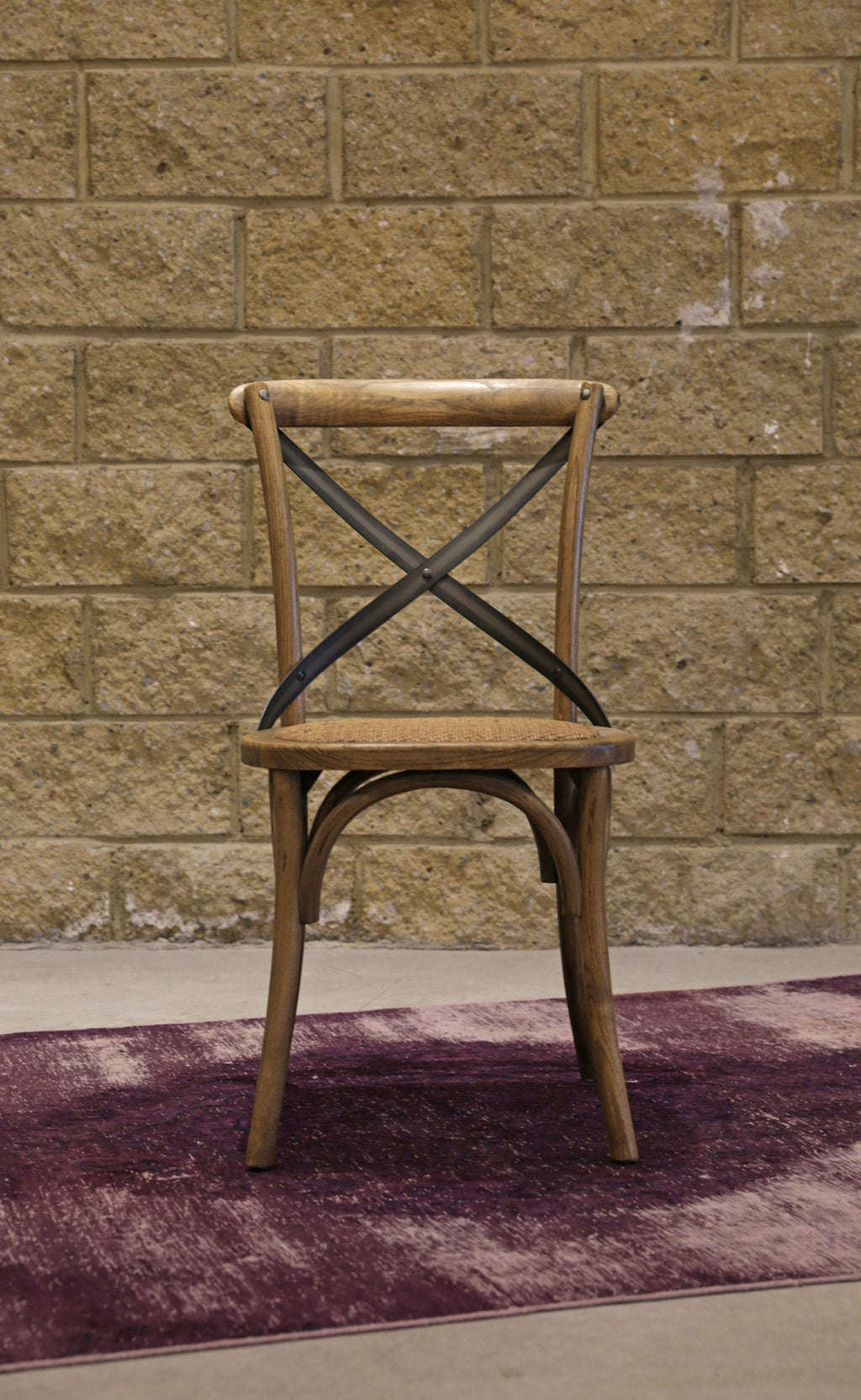 LH Home Cross Back Chair with Rattan Seat (Set of 2)