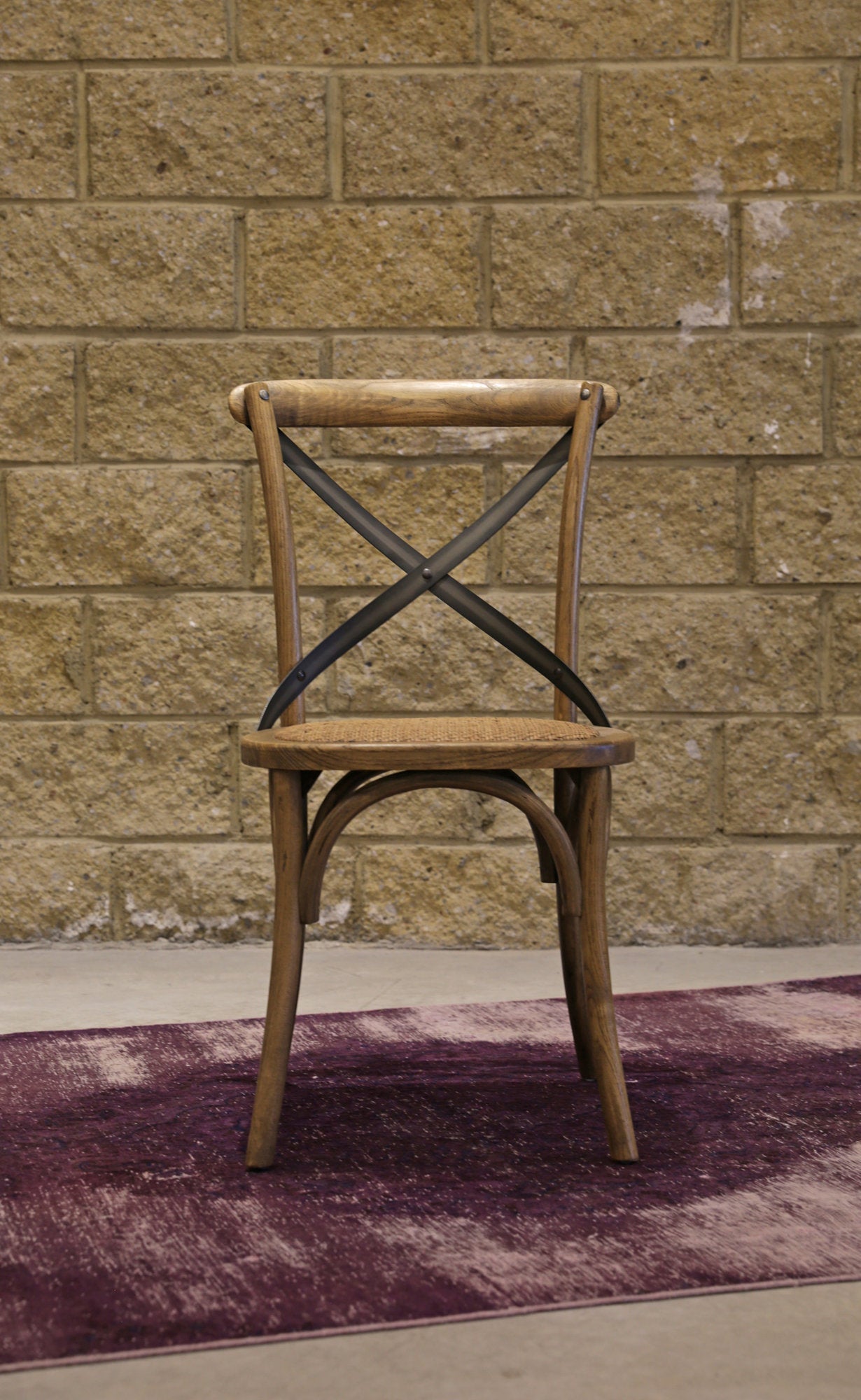 LH Home Cross Back Chair with Rattan Seat (Set of 2)