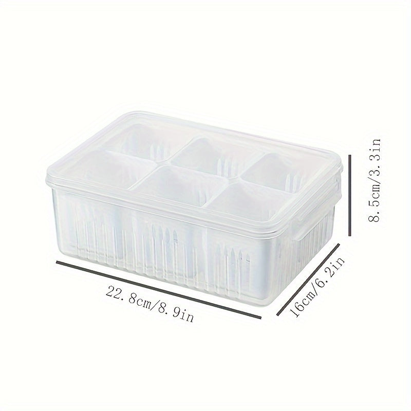 6-Tier Transparent Kitchen Storage Box Set with Lid - Heavy-Duty Plastic Food-Safe Organizer for Fridge, Freezer, Pantry, Kitchen - Space-Saving Design with Ventilation Holes, Stackable Refrigerator Storage Containers