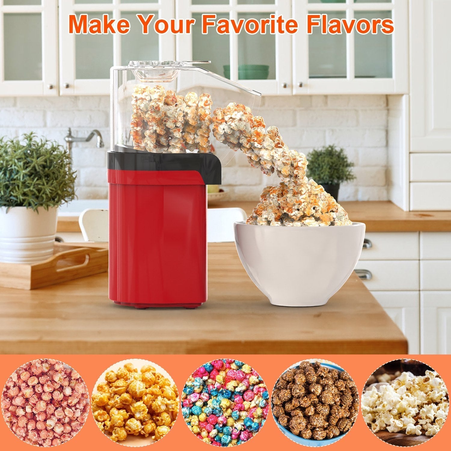 🍿 Electric Hot Air Popcorn Popper – 1200W Oil-Free Popcorn Maker