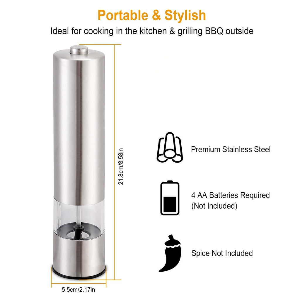 🧂 Electric Salt & Pepper Grinder – Adjustable Coarseness, Battery-Powered