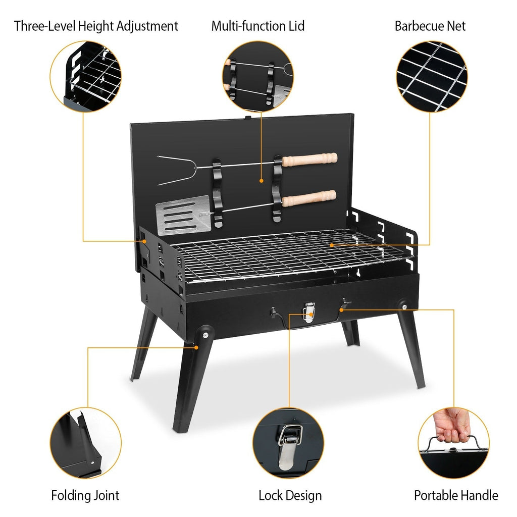 Portable Charcoal Foldable Grills Suitcase Grill Shelf