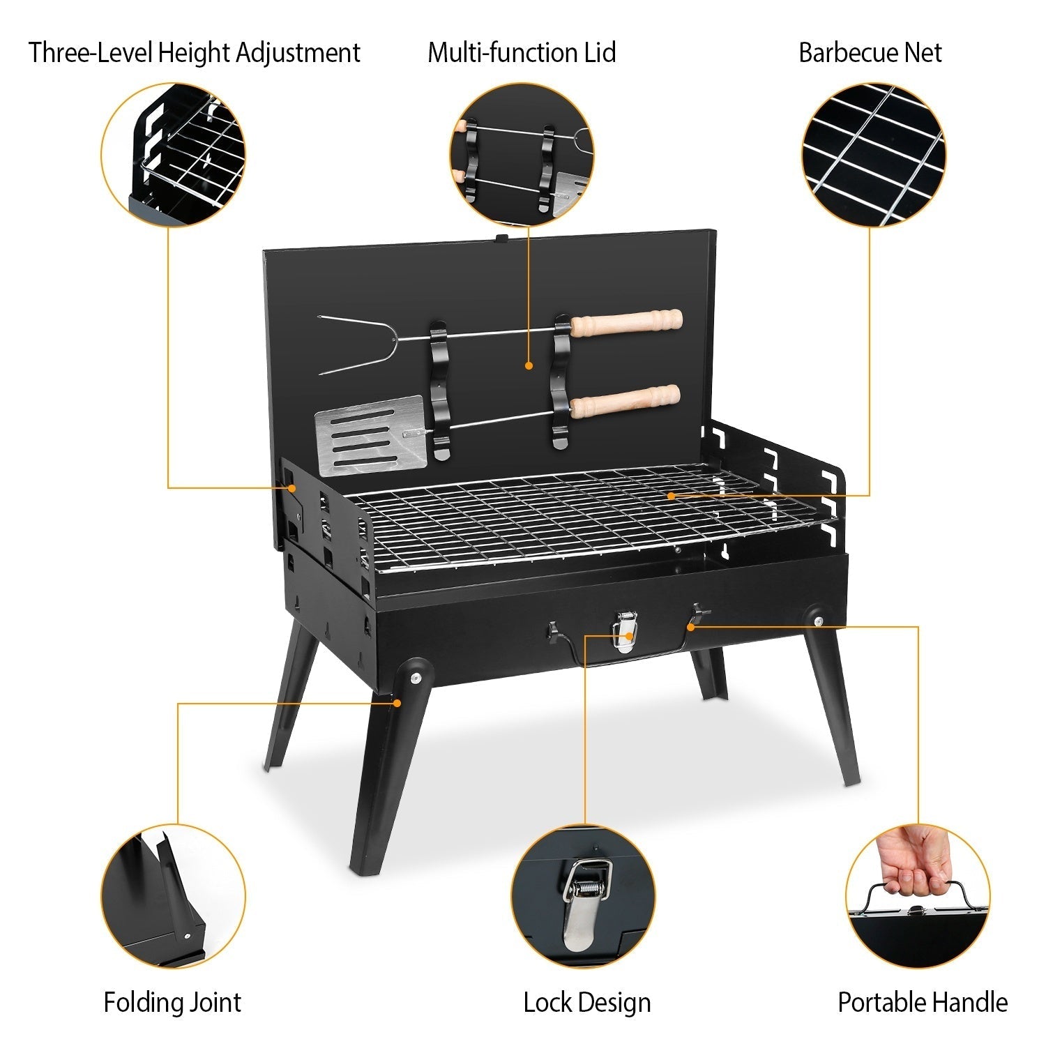 Portable Charcoal Foldable Grills Suitcase Grill Shelf