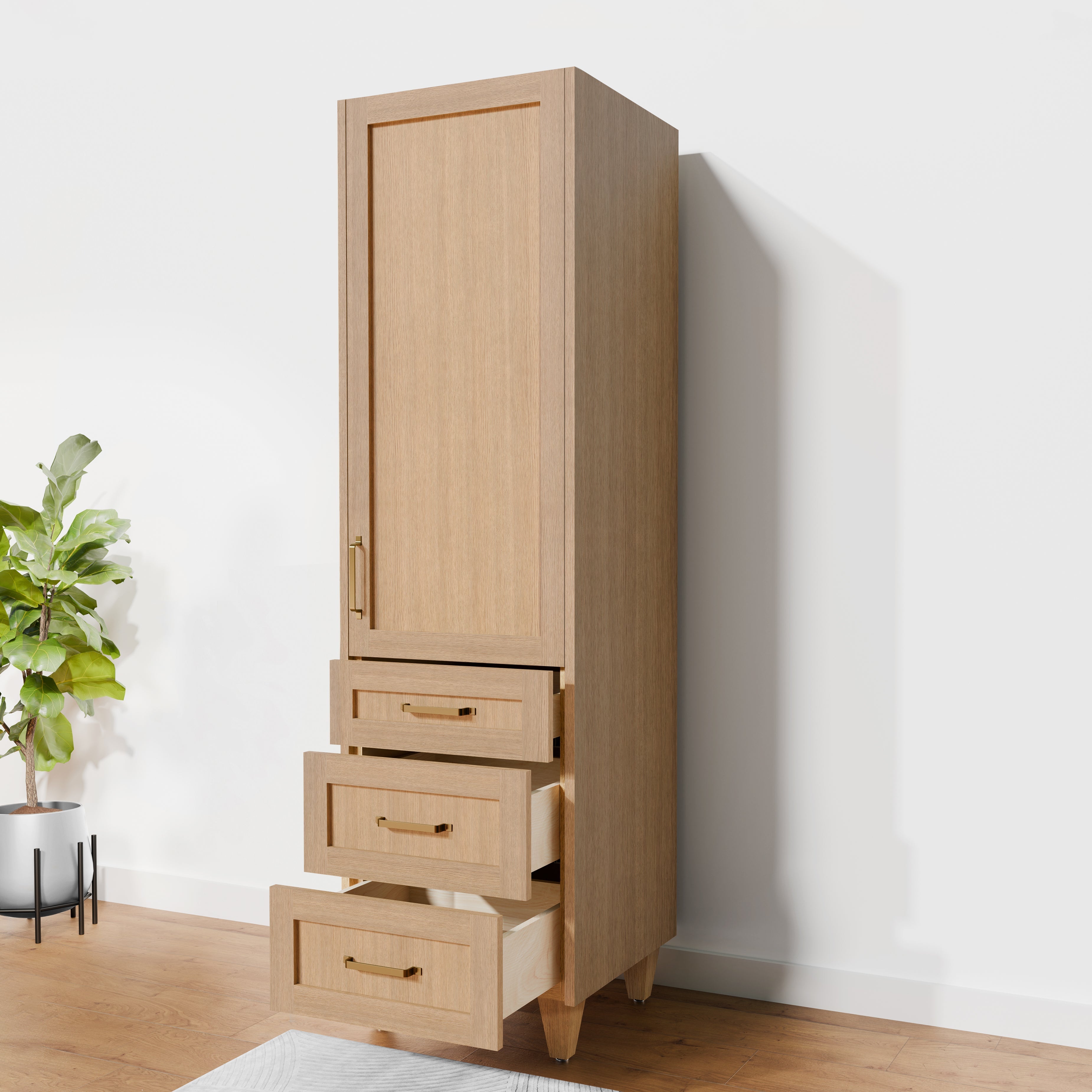 Arlo 20" x 78" Solid-Wood Freestanding Linen Cabinet