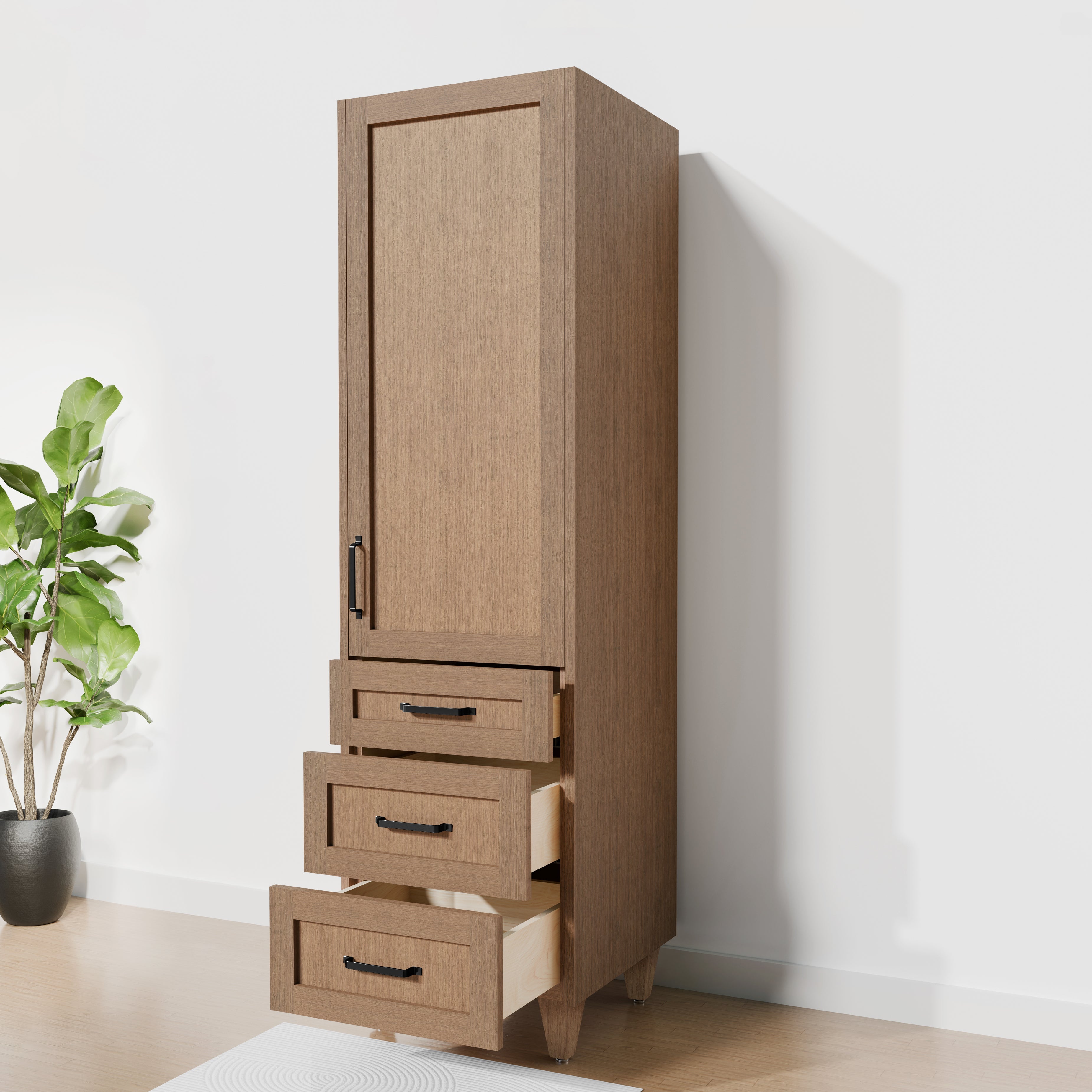 Arlo 20" x 78" Solid-Wood Freestanding Linen Cabinet