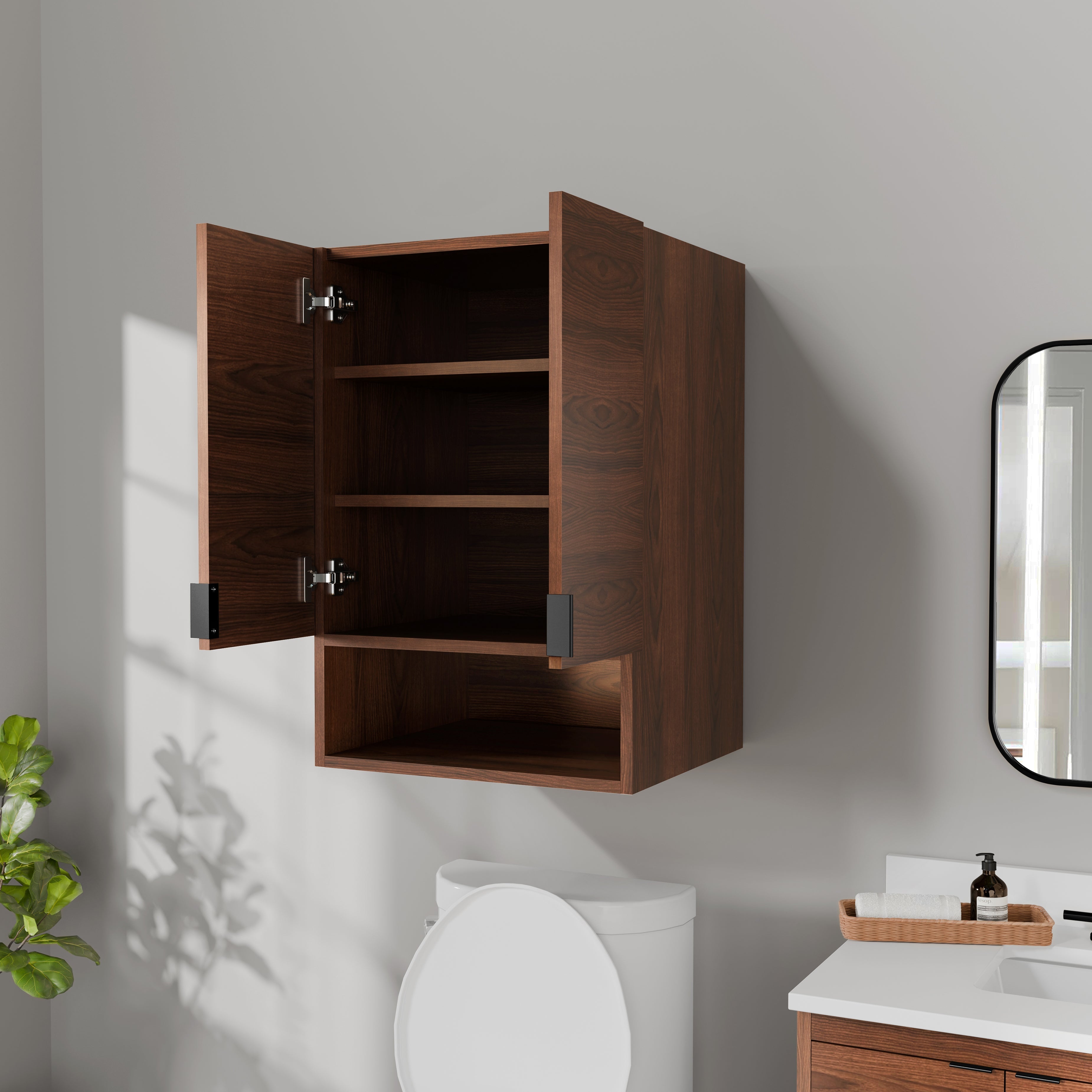 Rowan 24" x 36" Black Walnut Wall Mounted Storage Cabinet