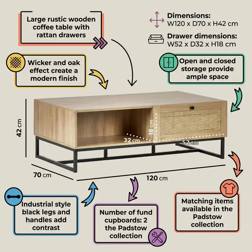 Large Oak TV Stand with Storage Fits TVs up to 60” Modern Wooden Media Unit UK