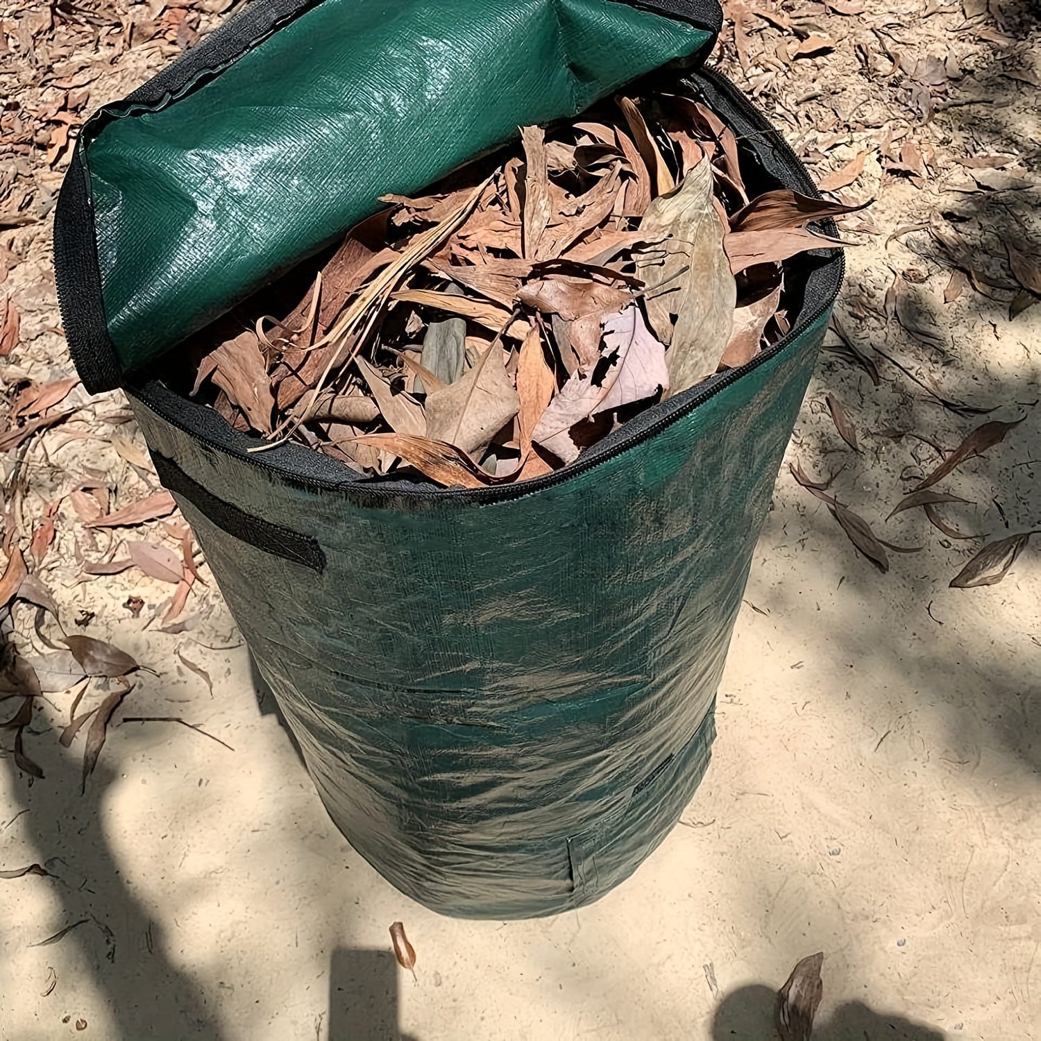 1 Bag Outdoor Compost Box, Reusable Garbage Bag, Self-Made Nutrient Soil Compost Bag, Kitchen Waste Collection Bag, Two-Way Zipper With Fertilizer Port, 34 Gallons