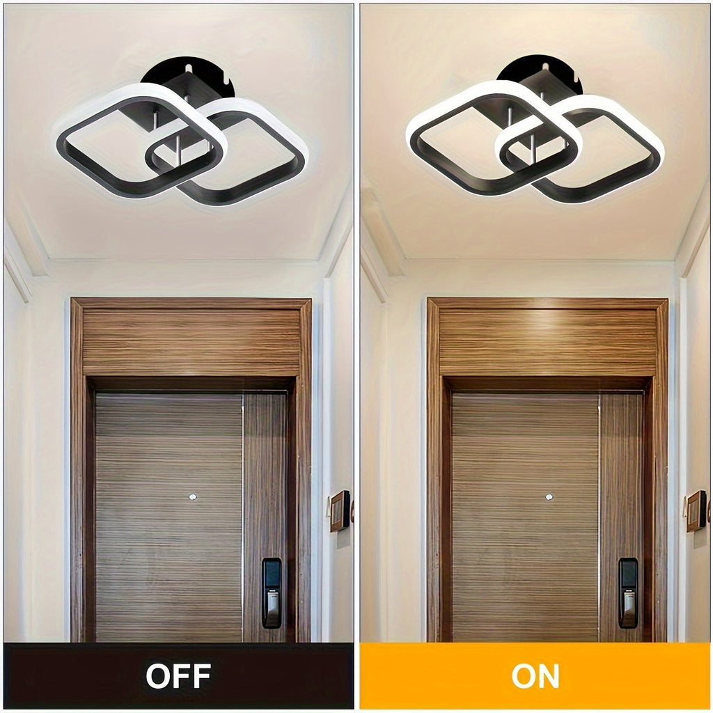 Modern LED Ceiling Light Fixture, Metal Flush Mount Chandelier, with Acrylonitrile Butadiene Styrene Shade, for Bedroom, Bathroom, Kitchen, Balcony, Hallway, Stairs with Wide Voltage Range 110V-240V, Hardwired, Switch Control