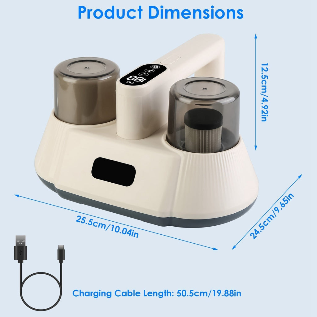 15000 Pa Bed Vacuum Cleaner – Double-Cup & UV-C Sanitizer