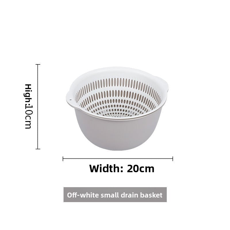 Double-layer Vegetable Washing Basin Draining Basket Six-piece Set Kitchen Living Room Household Washing Fruit Plate Simple Plastic Rice Washing Vegetable Basket