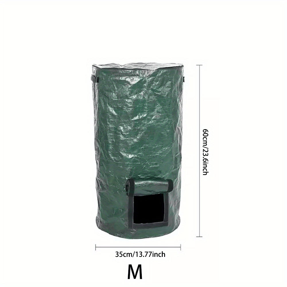 1 Bag Outdoor Compost Box, Reusable Garbage Bag, Self-Made Nutrient Soil Compost Bag, Kitchen Waste Collection Bag, Two-Way Zipper With Fertilizer Port, 34 Gallons