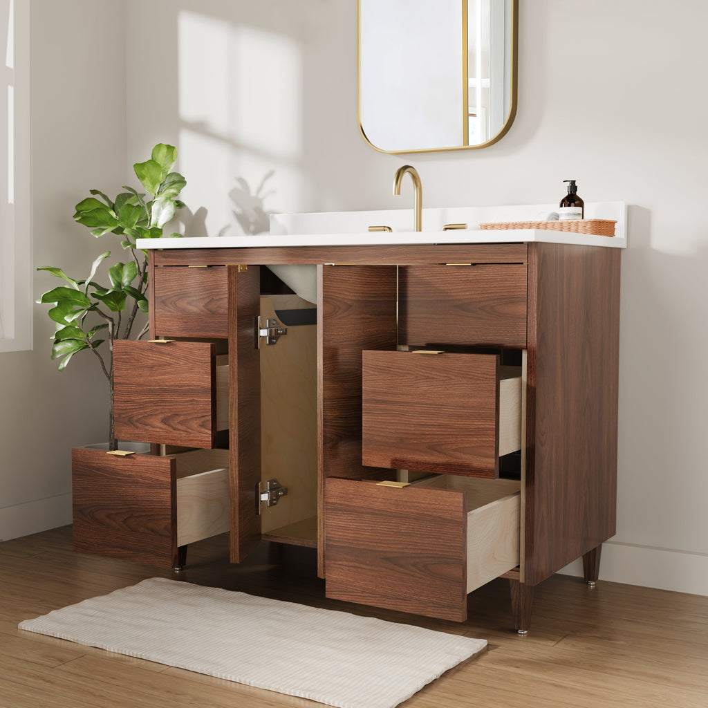 Rowan 42" Black Walnut Vanity with Quartz Countertop