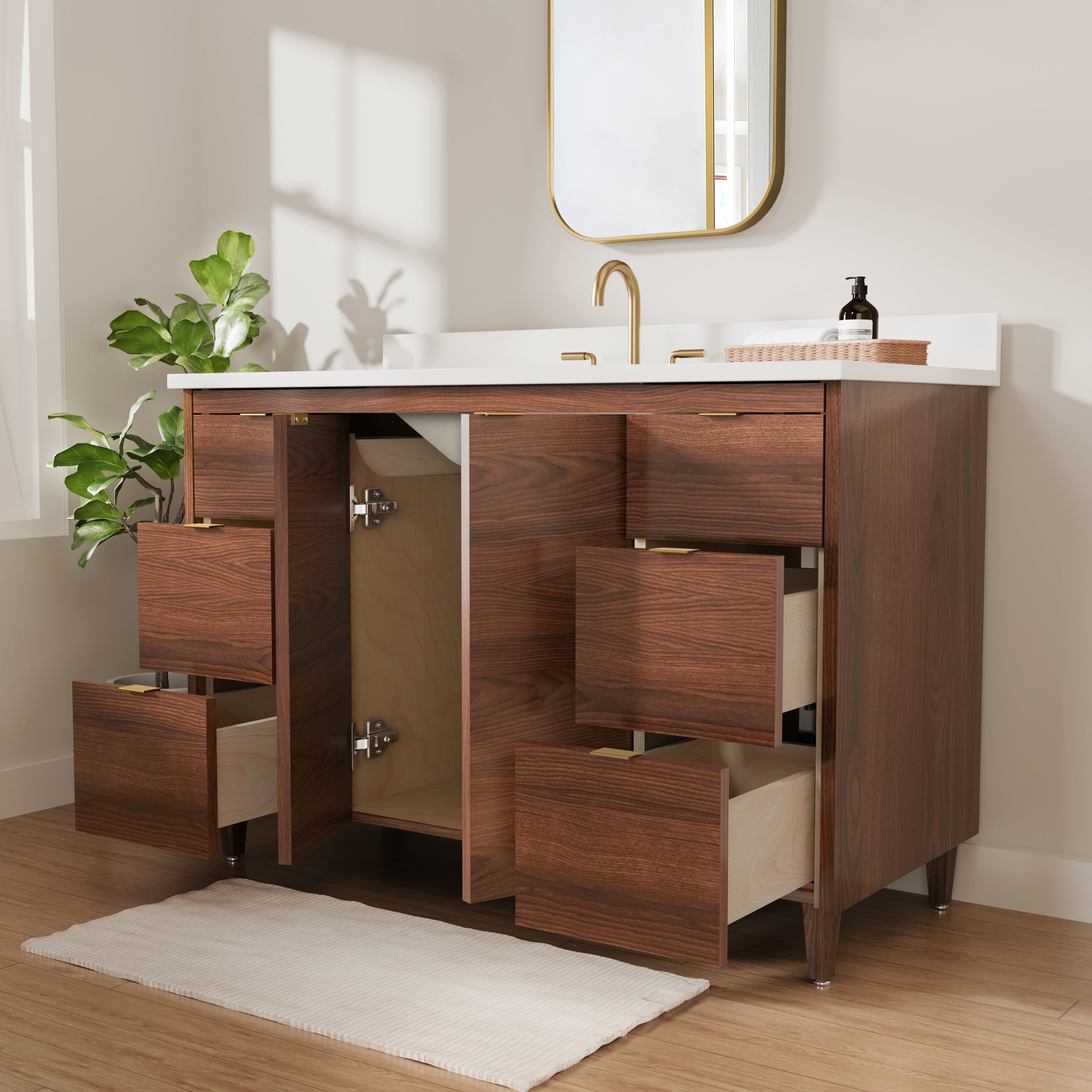Rowan 48" Black Walnut Vanity with Quartz Countertop