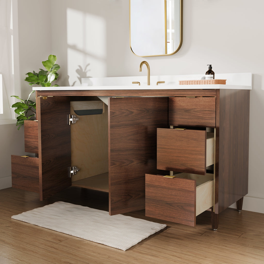 Rowan 60" Single Sink Black Walnut Vanity with Quartz Countertop