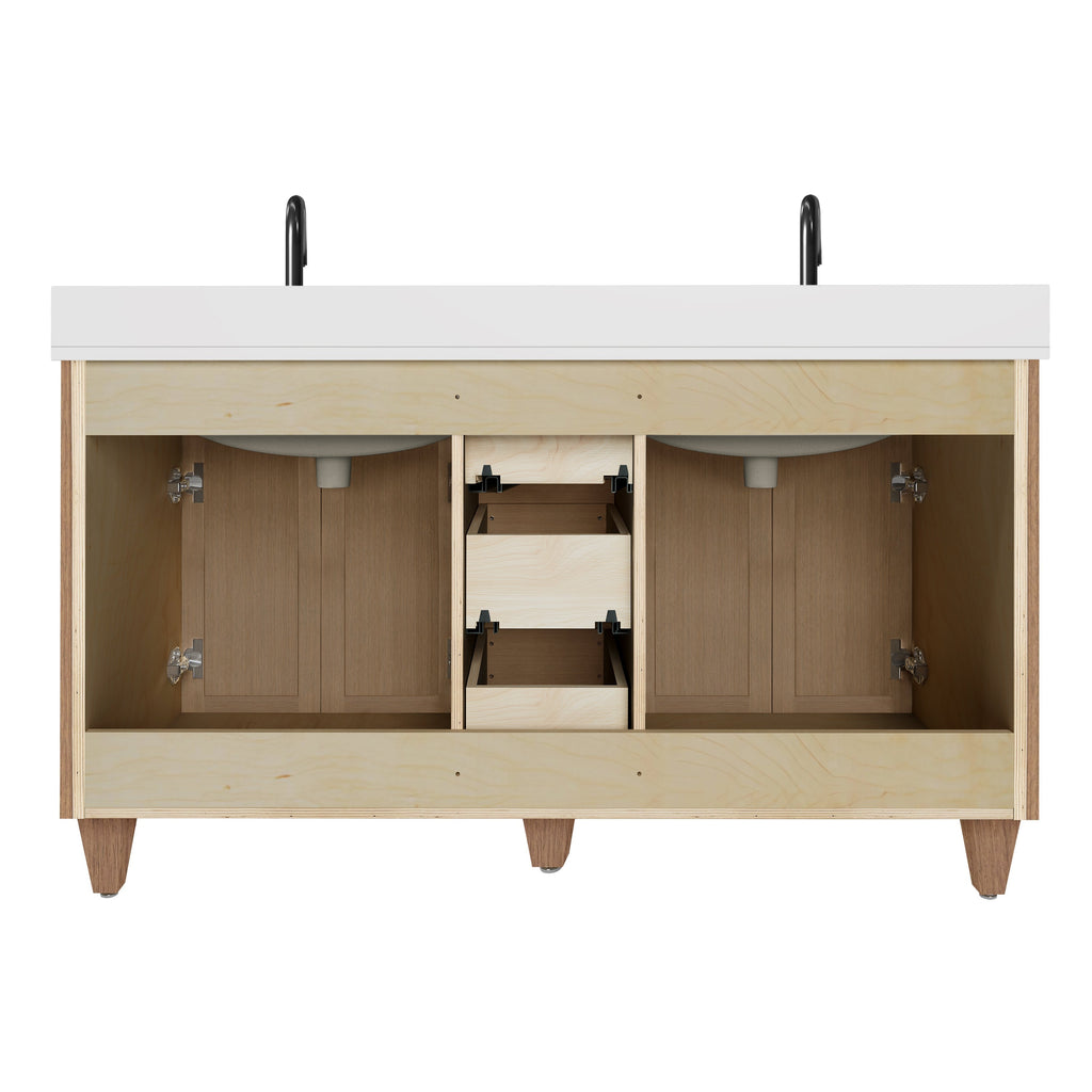 Arlo 60" Solid-Wood Double Sink Vanity with Quartz Countertop