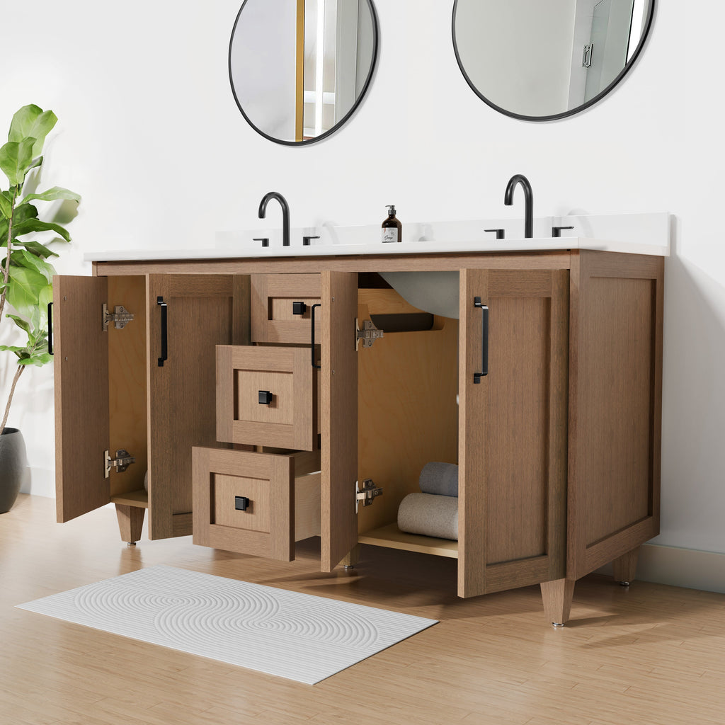Arlo 60" Solid-Wood Double Sink Vanity with Quartz Countertop