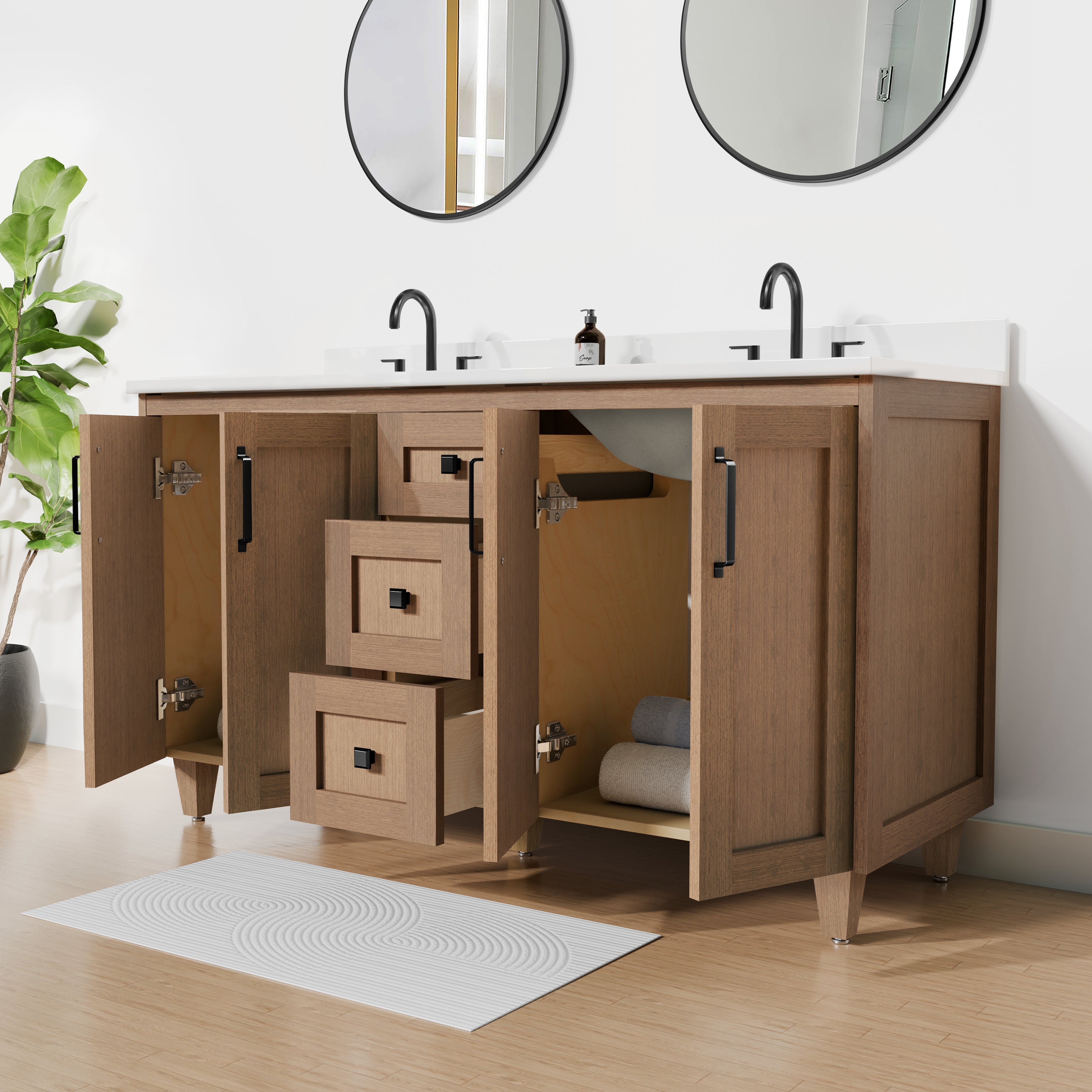 Arlo 60" Solid-Wood Double Sink Vanity with Quartz Countertop