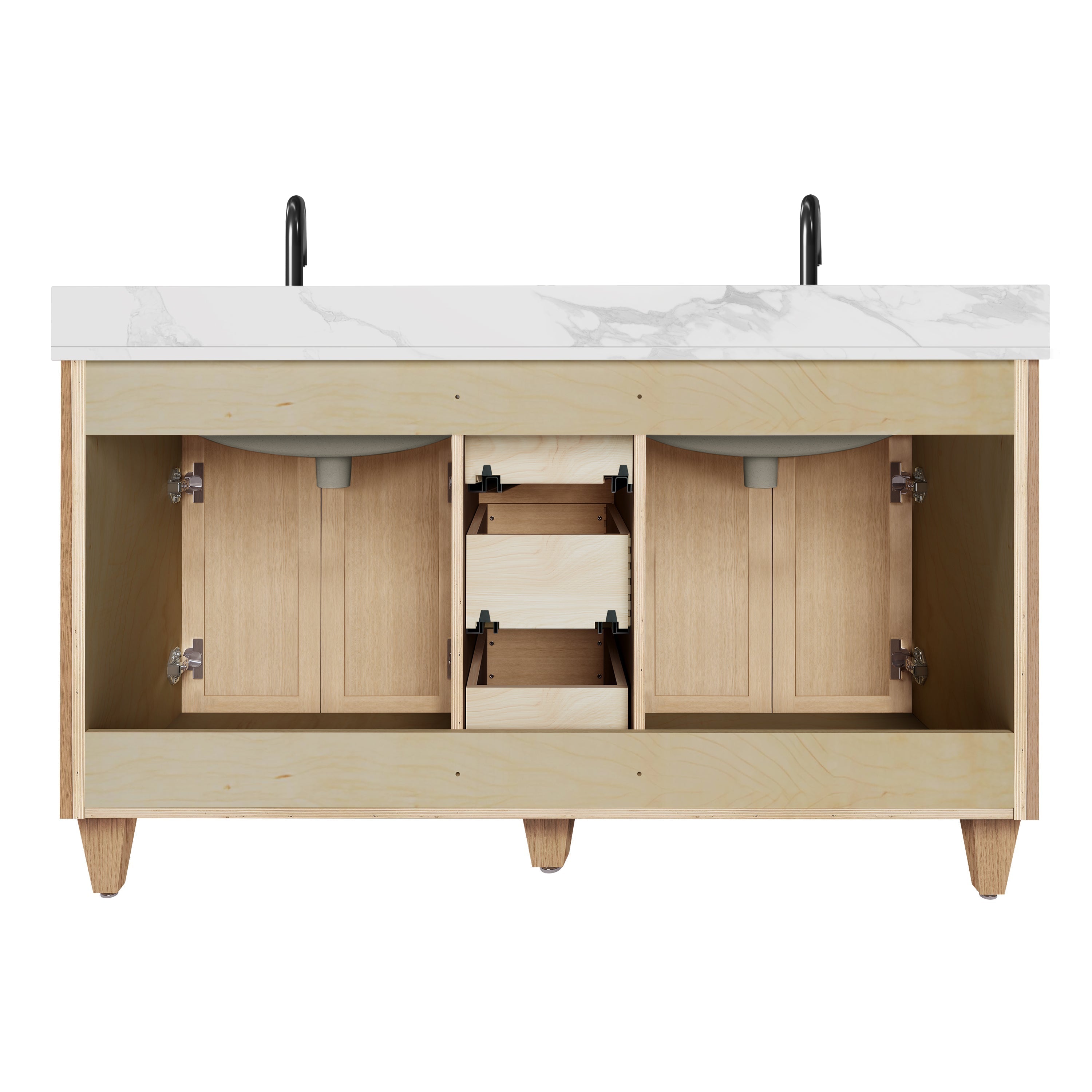 Arlo 60" Solid-Wood Double Sink Vanity with Quartz Countertop