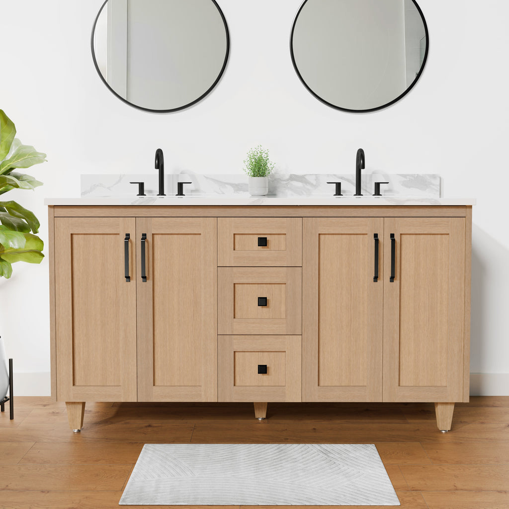Arlo 60" Solid-Wood Double Sink Vanity with Quartz Countertop
