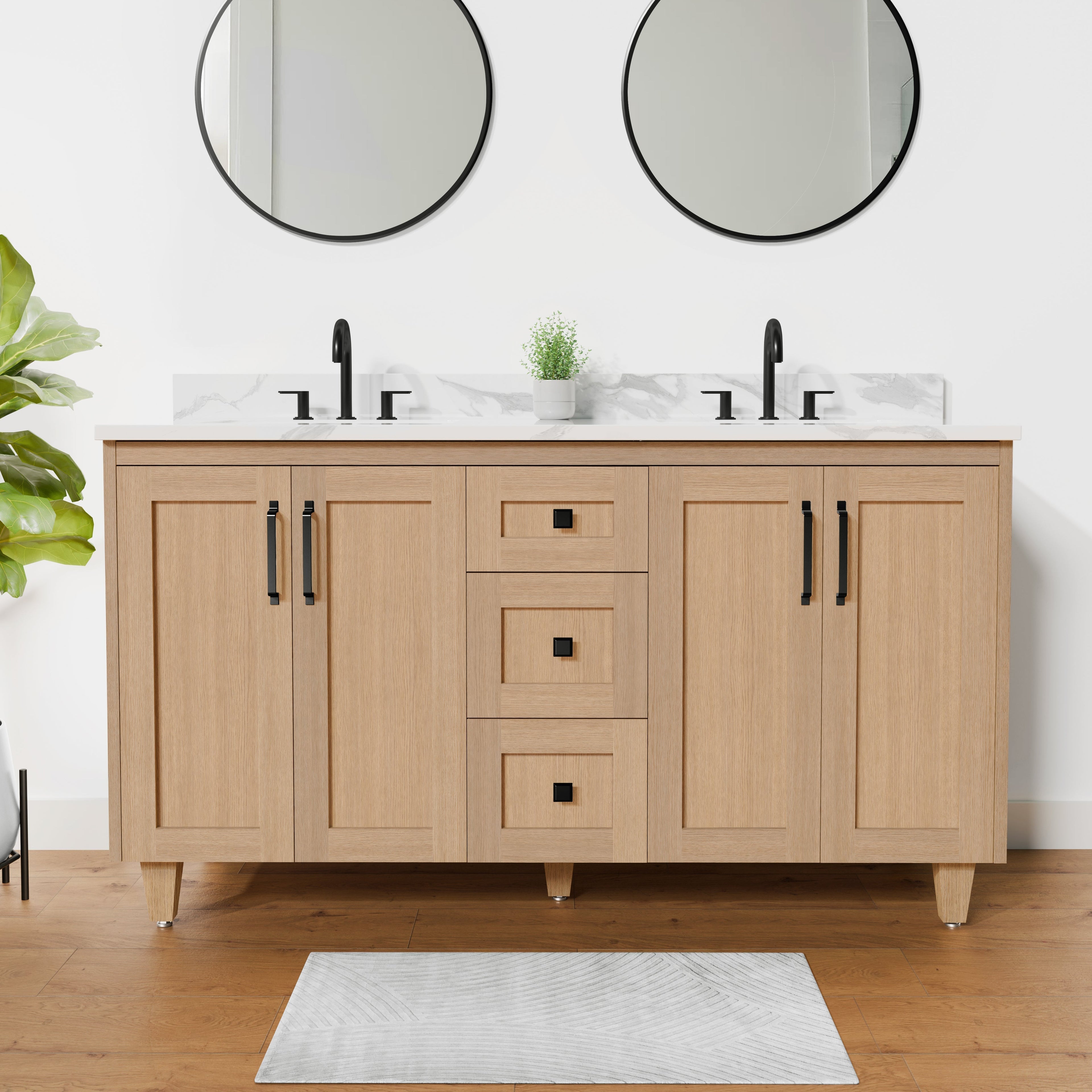 Arlo 60" Solid-Wood Double Sink Vanity with Quartz Countertop