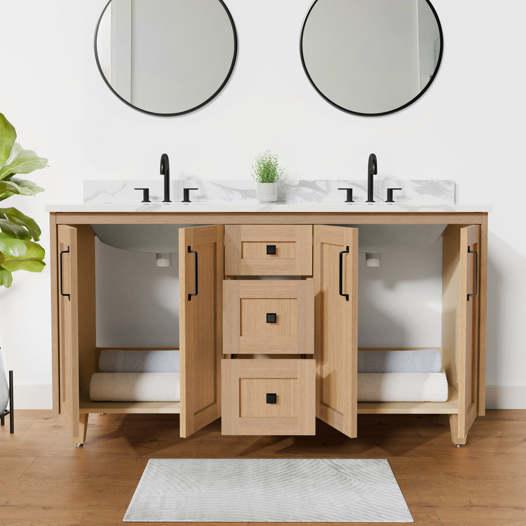 Arlo 60" Solid-Wood Double Sink Vanity with Quartz Countertop