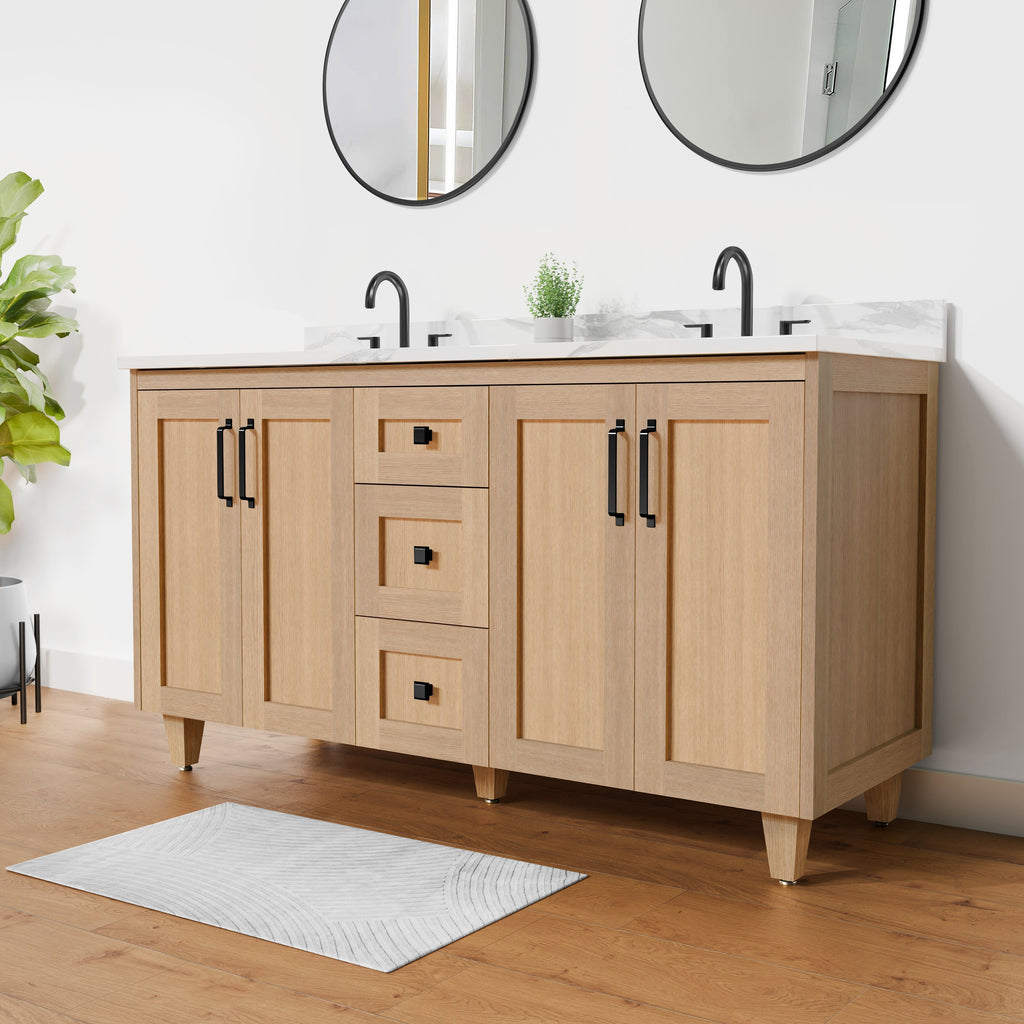 Arlo 60" Solid-Wood Double Sink Vanity with Quartz Countertop