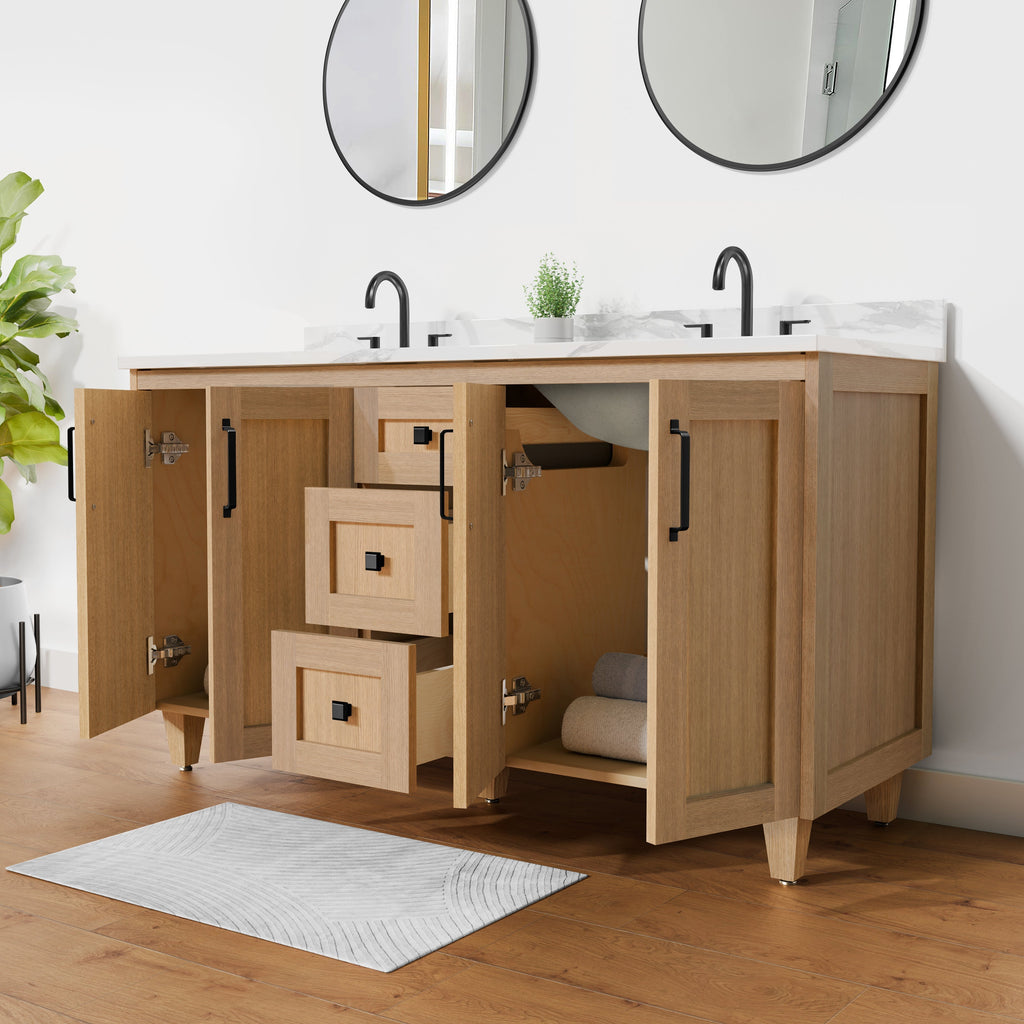 Arlo 60" Solid-Wood Double Sink Vanity with Quartz Countertop