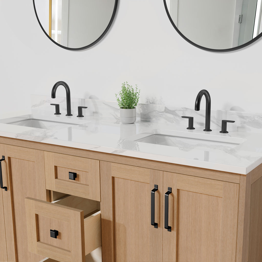Arlo 60" Solid-Wood Double Sink Vanity with Quartz Countertop