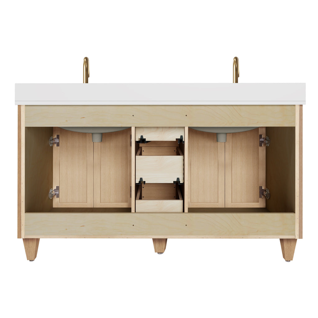 Arlo 60" Solid-Wood Double Sink Vanity with Quartz Countertop