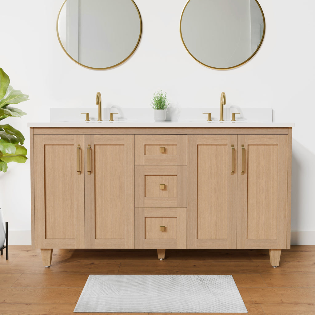 Arlo 60" Solid-Wood Double Sink Vanity with Quartz Countertop
