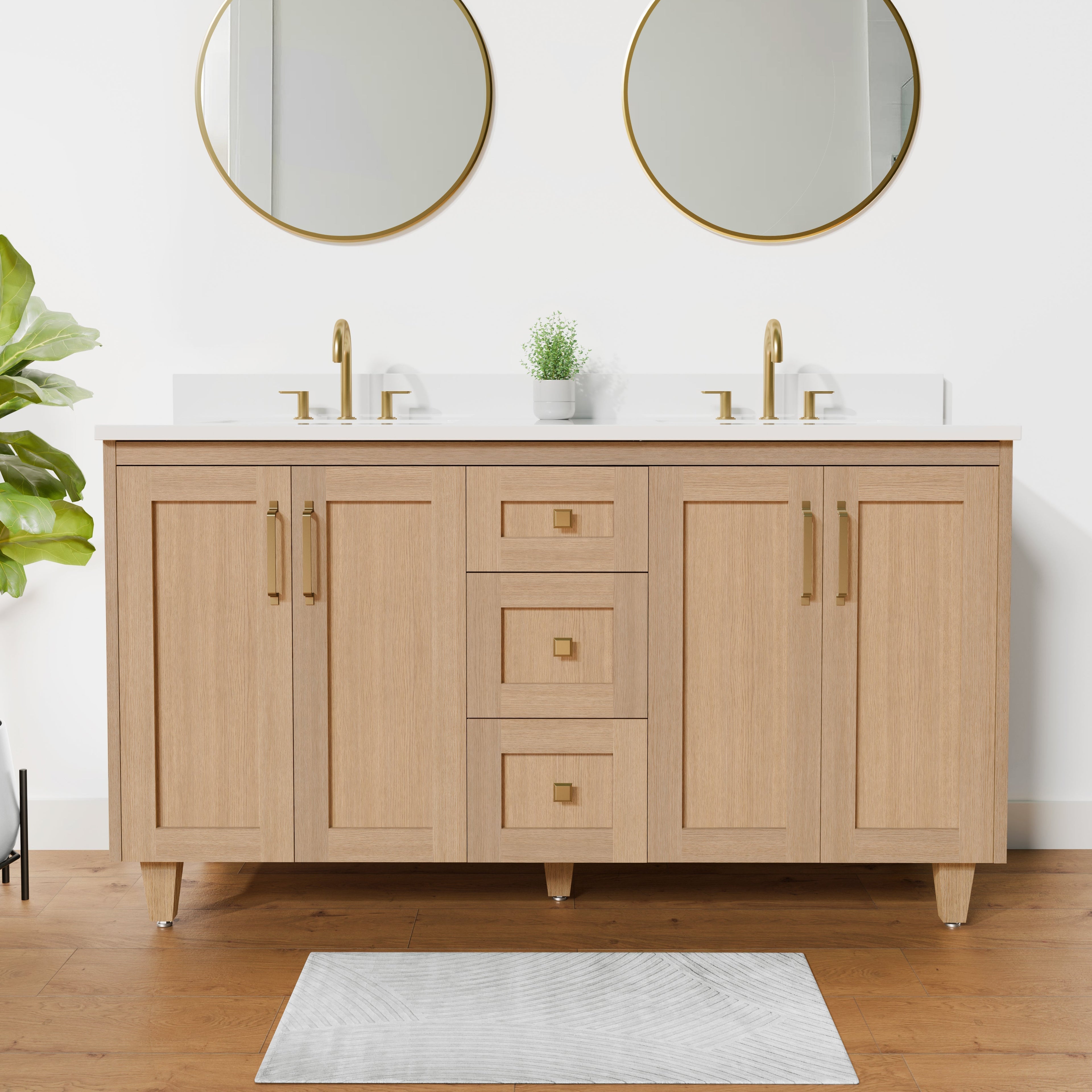 Arlo 60" Solid-Wood Double Sink Vanity with Quartz Countertop