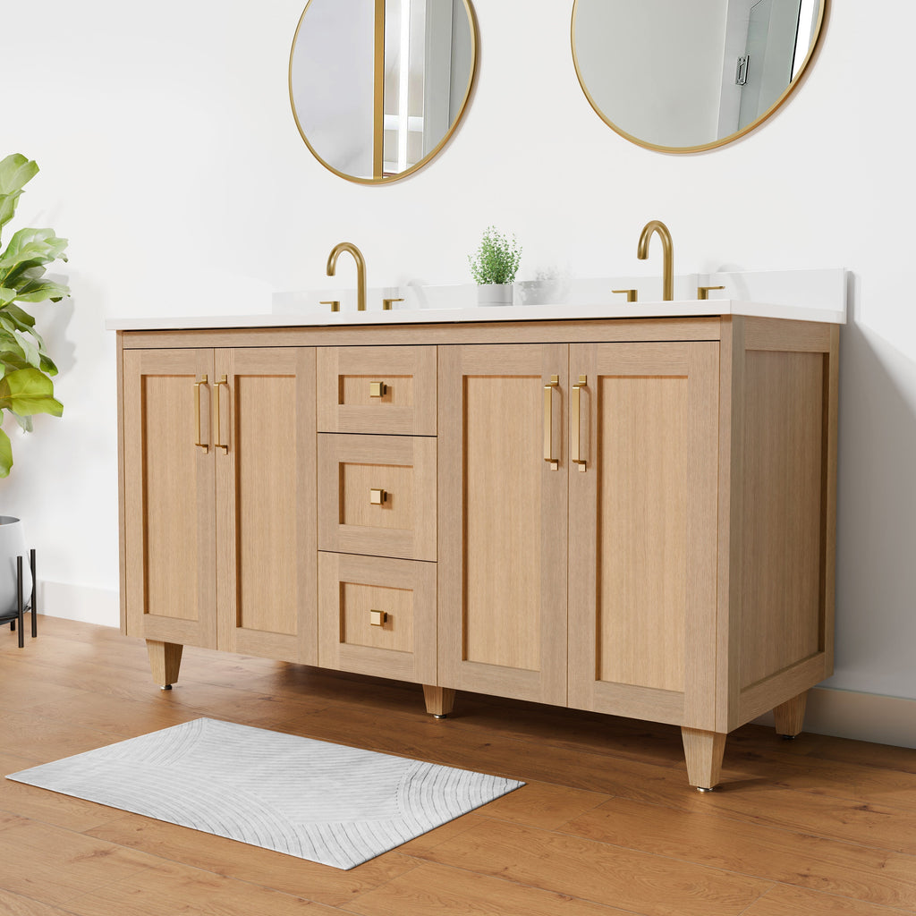 Arlo 60" Solid-Wood Double Sink Vanity with Quartz Countertop