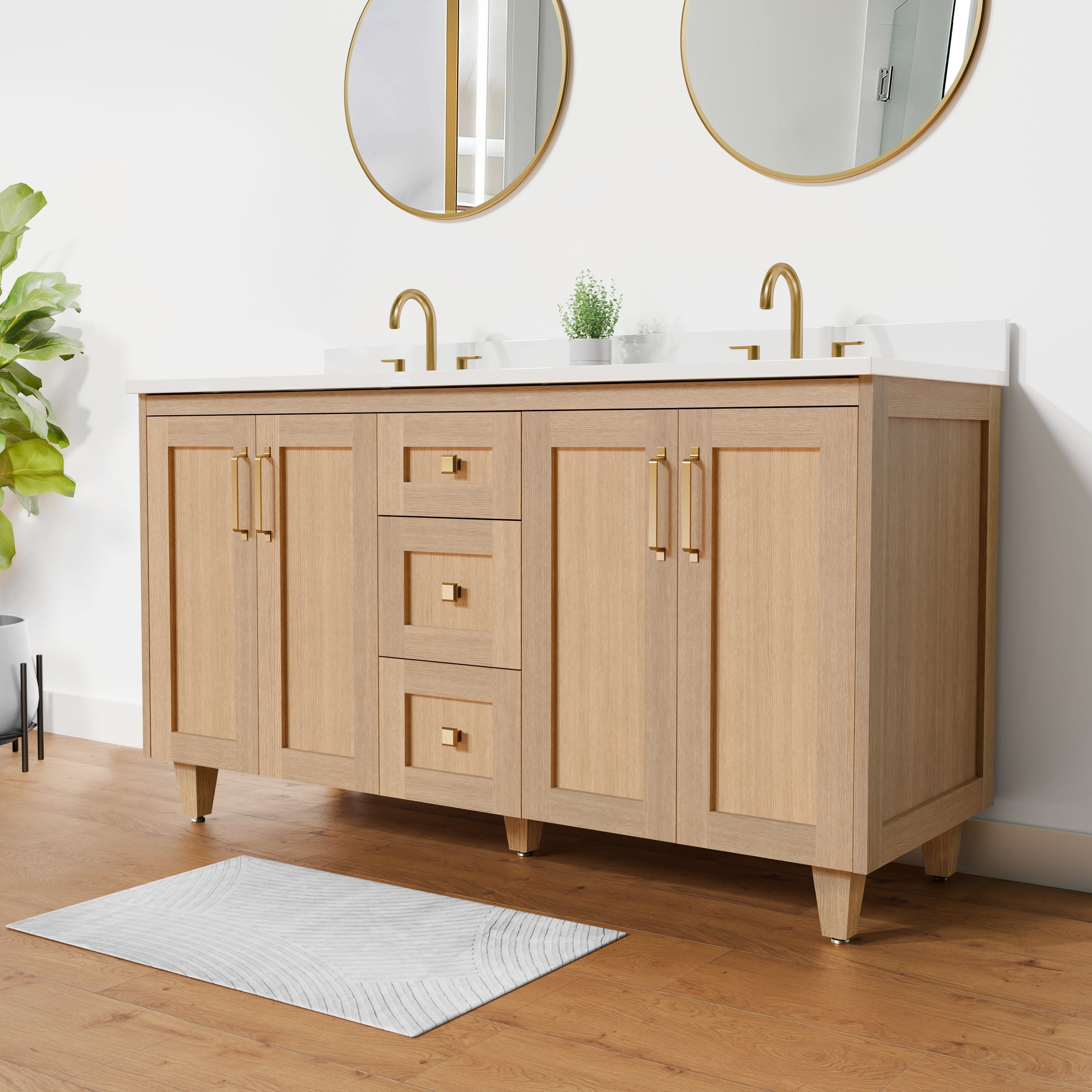 Arlo 60" Solid-Wood Double Sink Vanity with Quartz Countertop