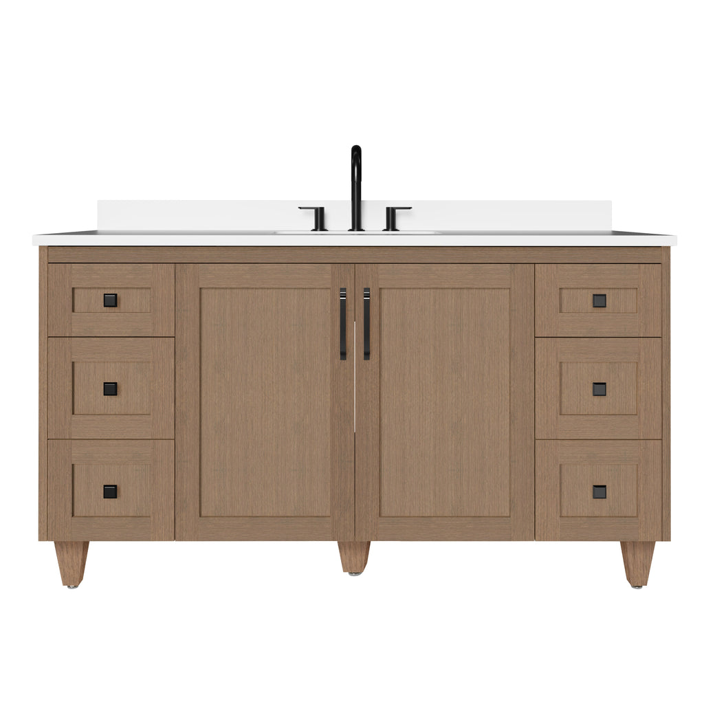 Arlo 60" Solid-Wood Single Sink Vanity with Quartz Countertop