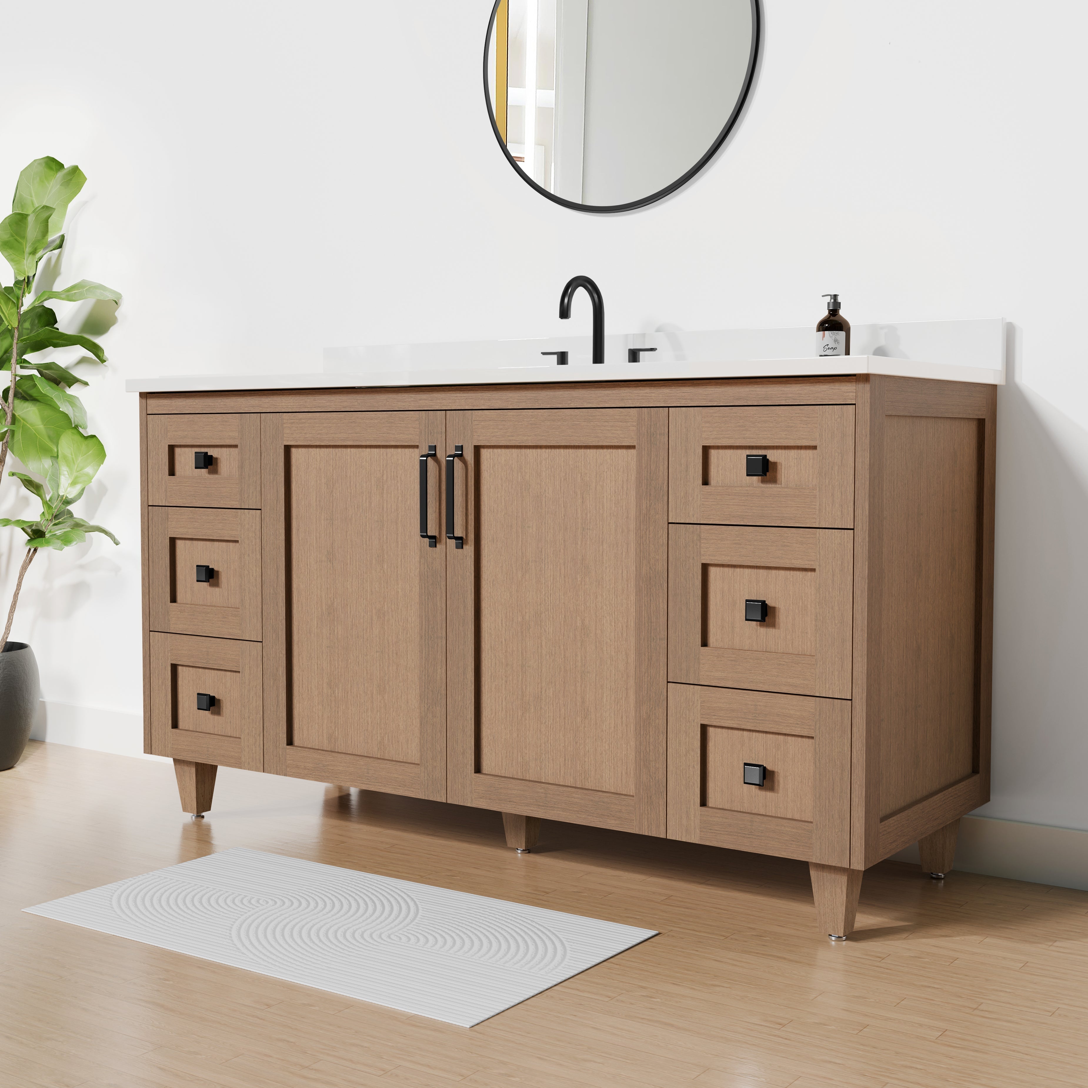 Arlo 60" Solid-Wood Single Sink Vanity with Quartz Countertop