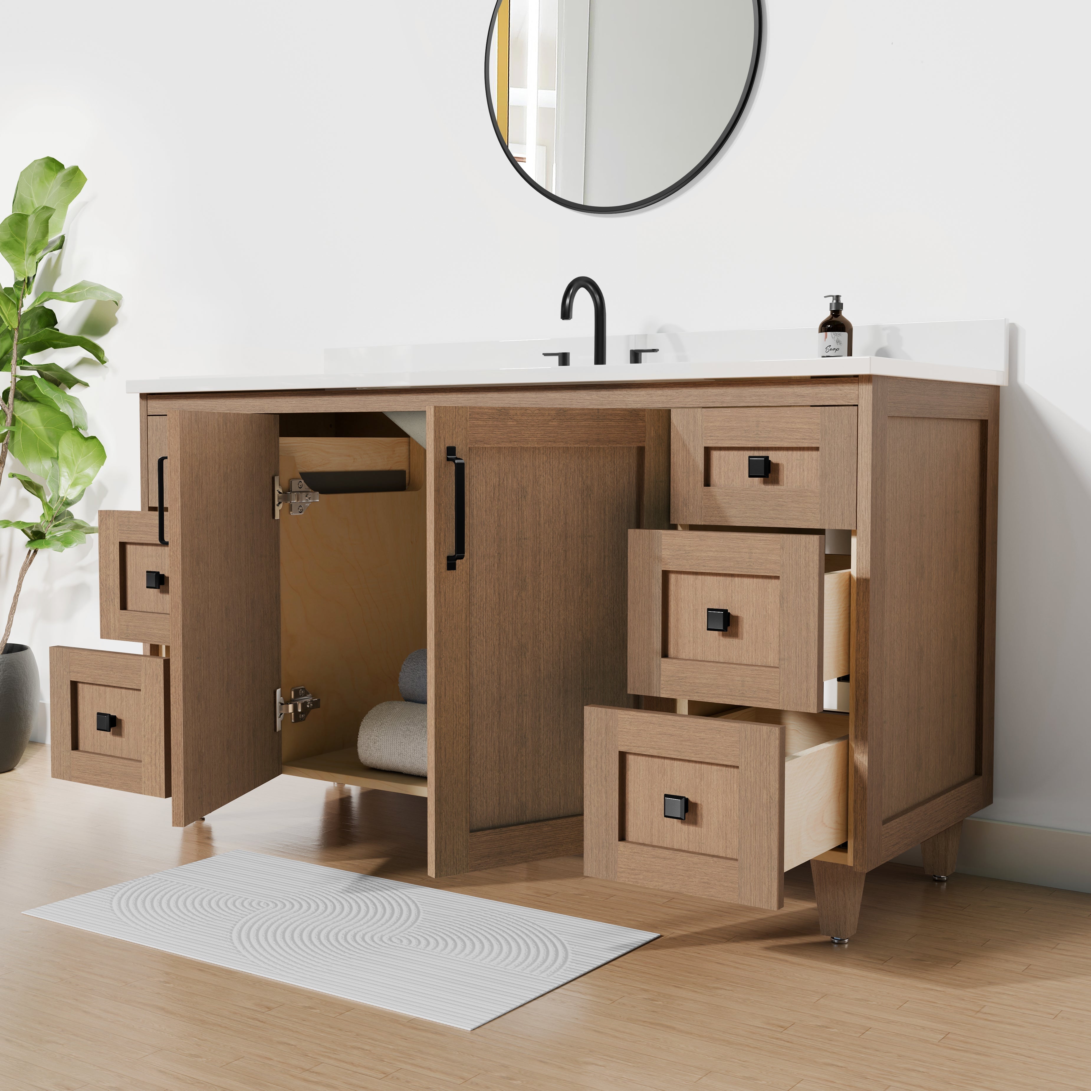 Arlo 60" Solid-Wood Single Sink Vanity with Quartz Countertop