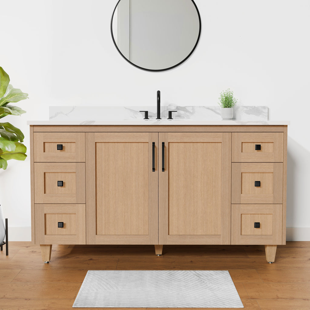 Arlo 60" Solid-Wood Single Sink Vanity with Quartz Countertop