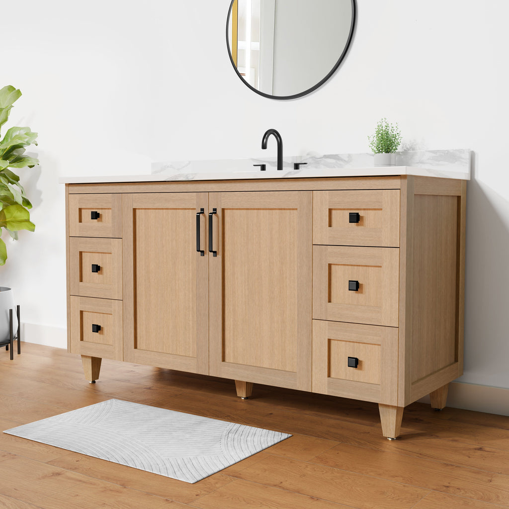 Arlo 60" Solid-Wood Single Sink Vanity with Quartz Countertop
