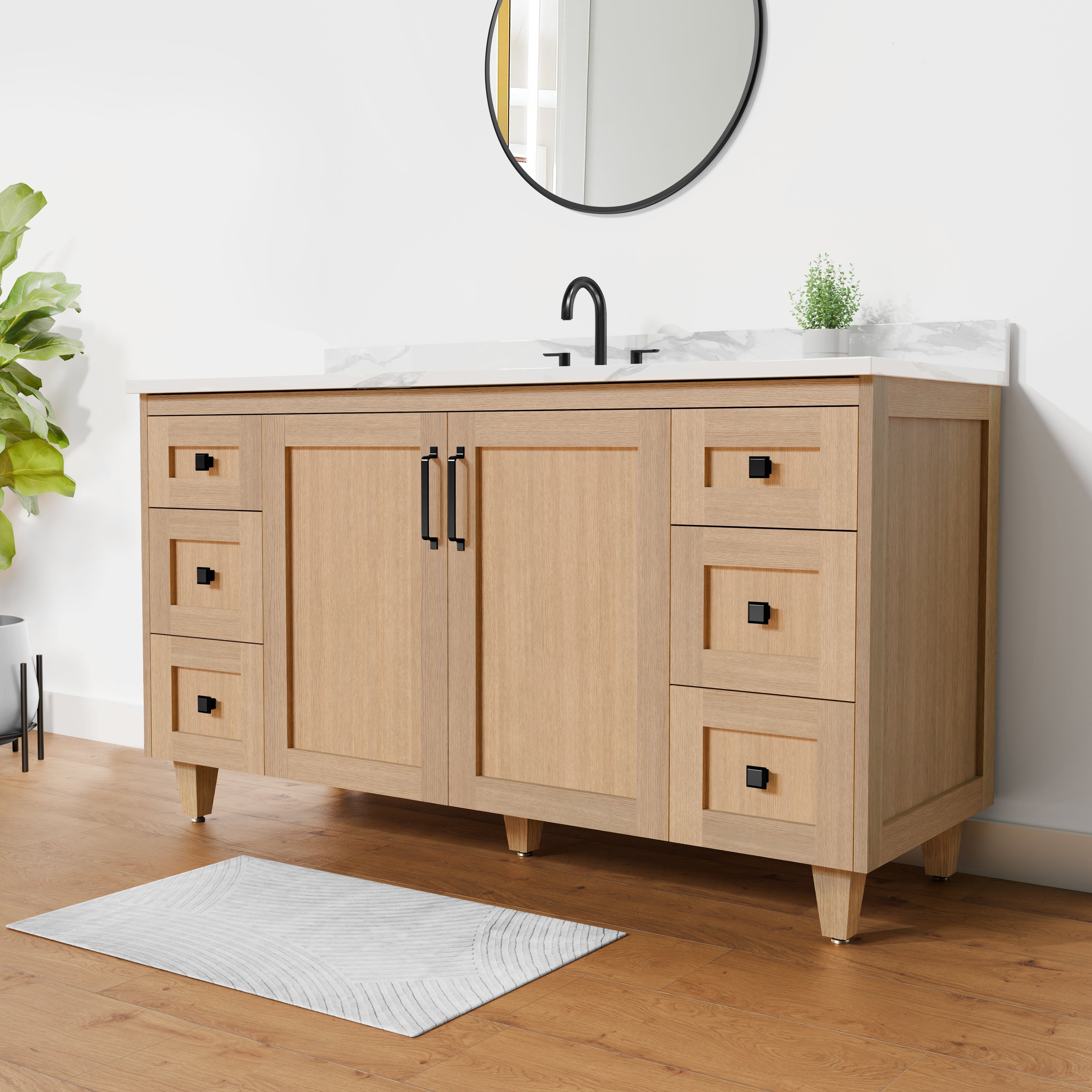 Arlo 60" Solid-Wood Single Sink Vanity with Quartz Countertop
