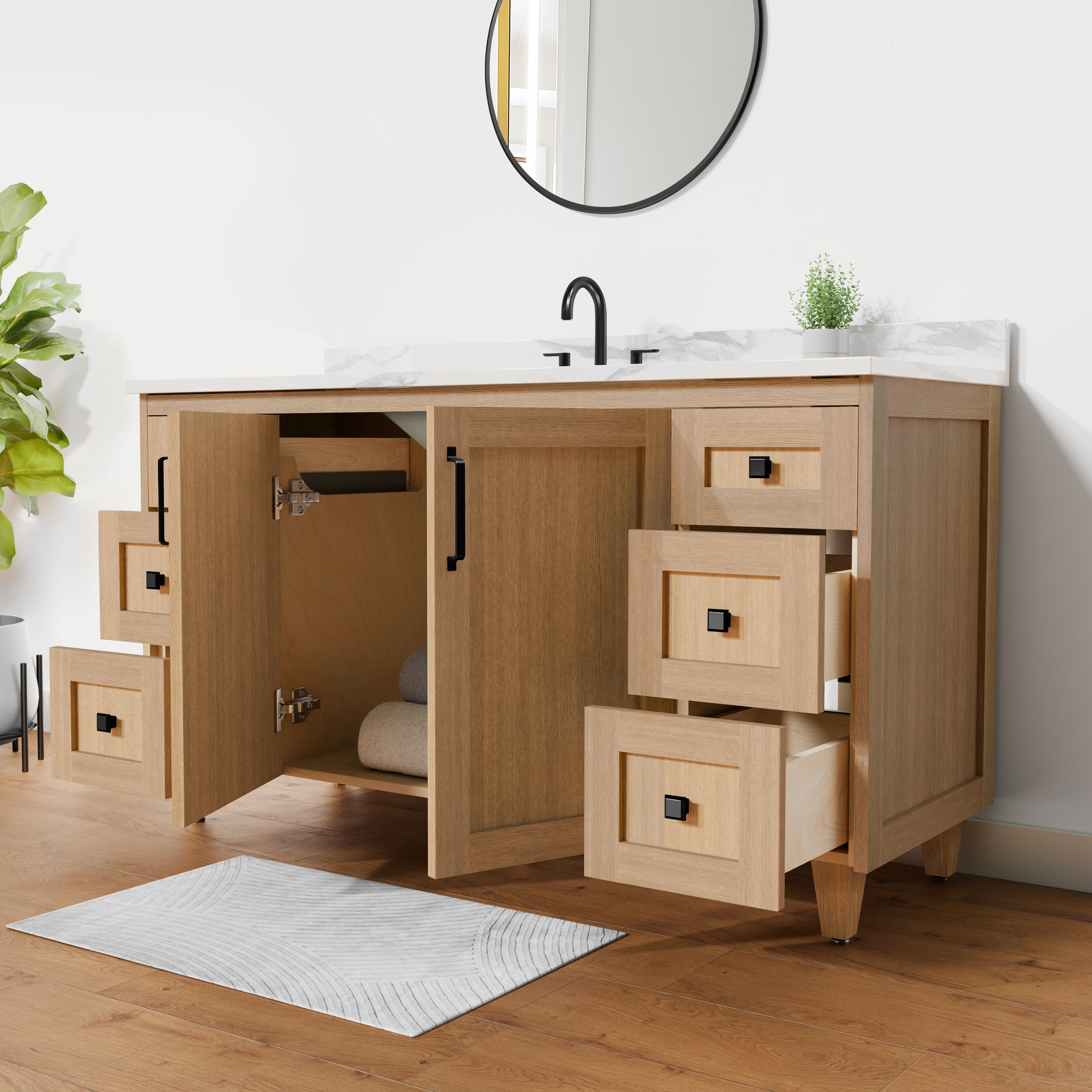 Arlo 60" Solid-Wood Single Sink Vanity with Quartz Countertop