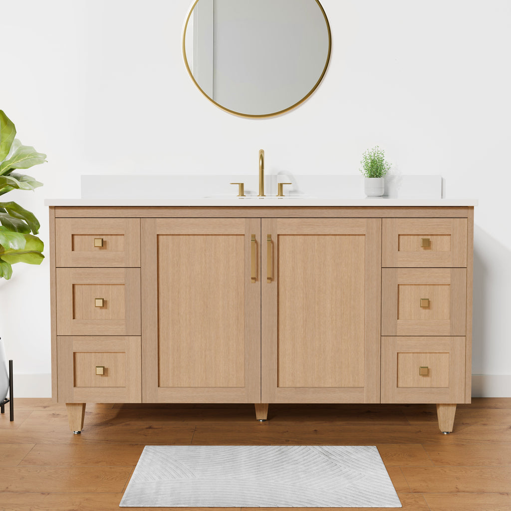 Arlo 60" Solid-Wood Single Sink Vanity with Quartz Countertop