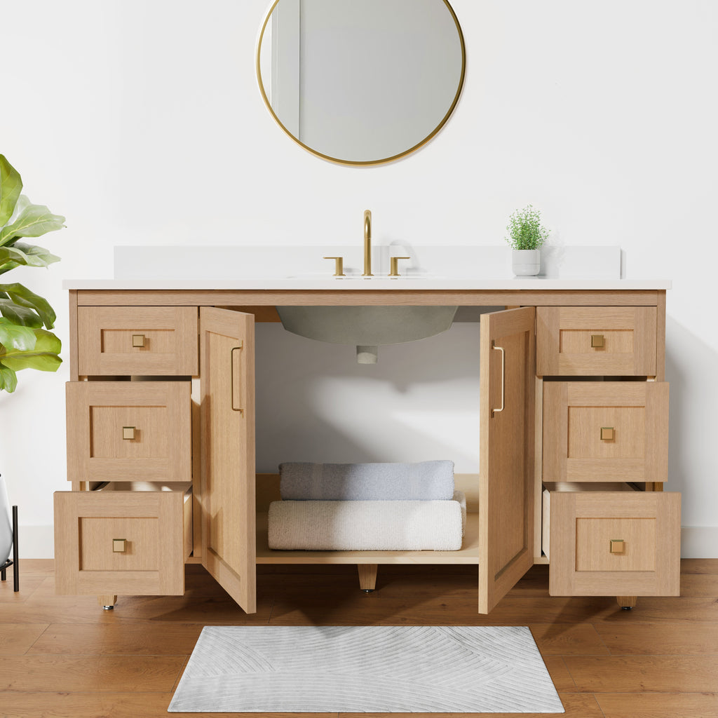 Arlo 60" Solid-Wood Single Sink Vanity with Quartz Countertop