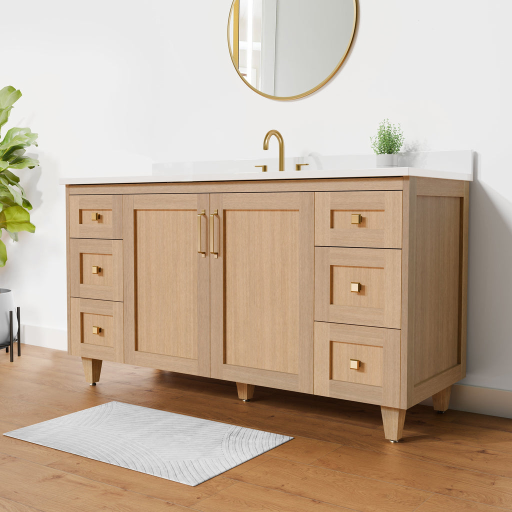 Arlo 60" Solid-Wood Single Sink Vanity with Quartz Countertop
