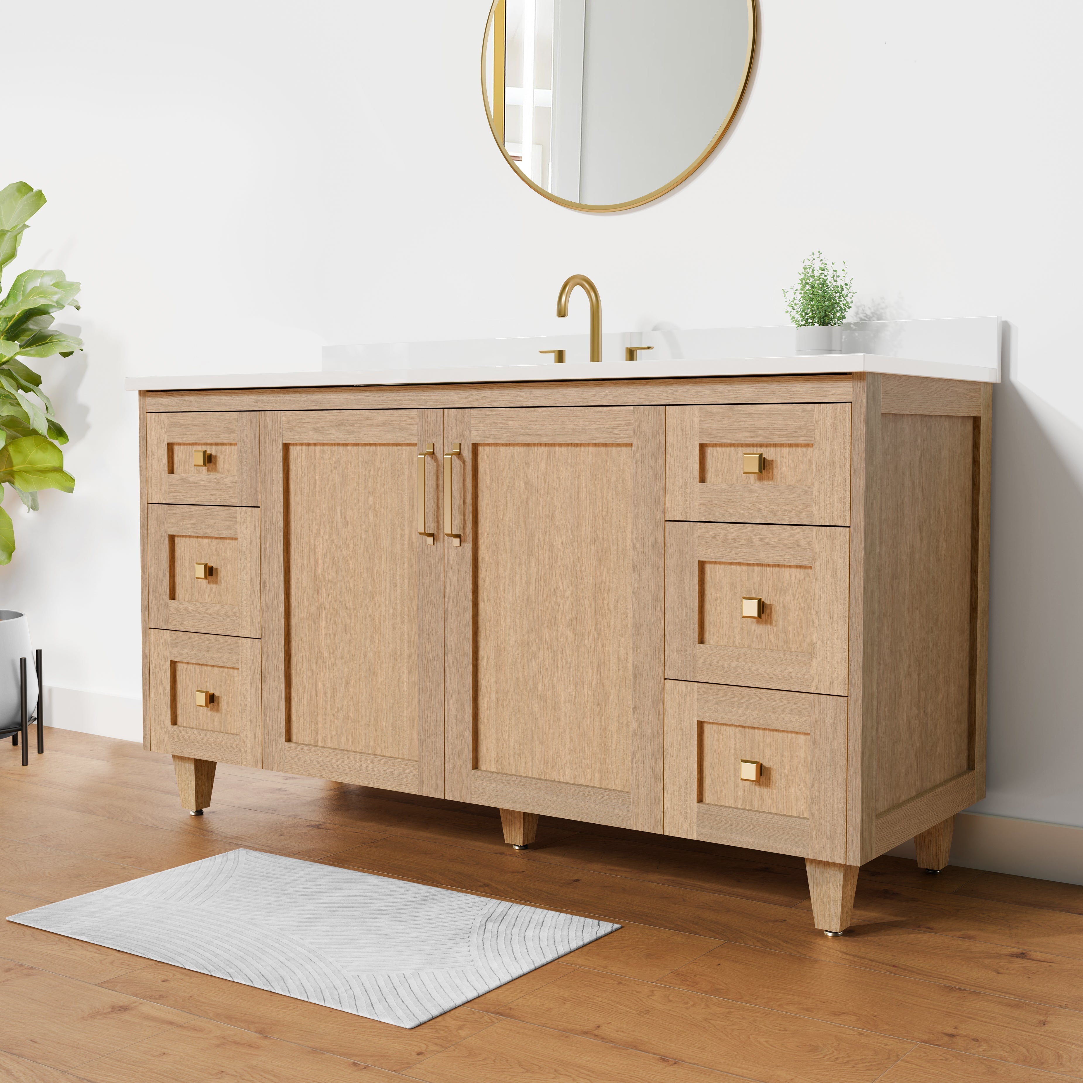 Arlo 60" Solid-Wood Single Sink Vanity with Quartz Countertop