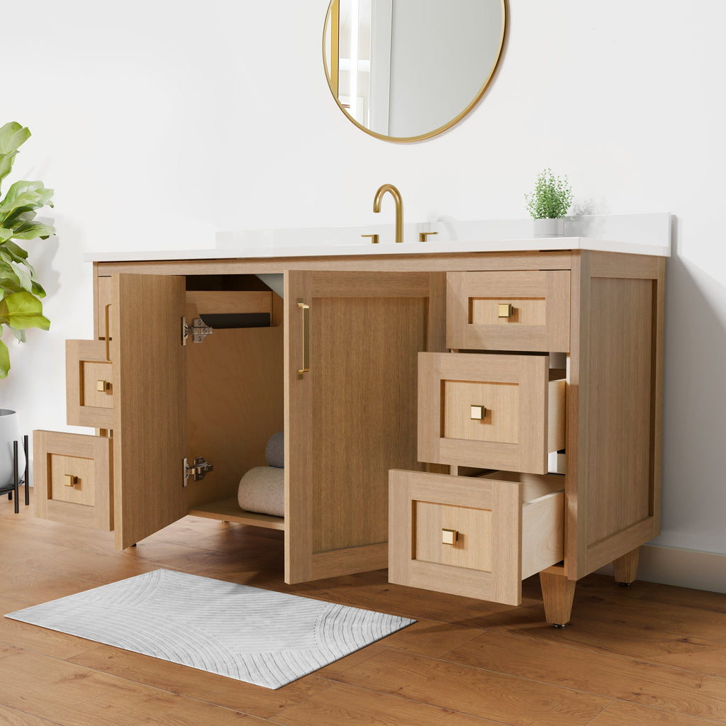 Arlo 60" Solid-Wood Single Sink Vanity with Quartz Countertop