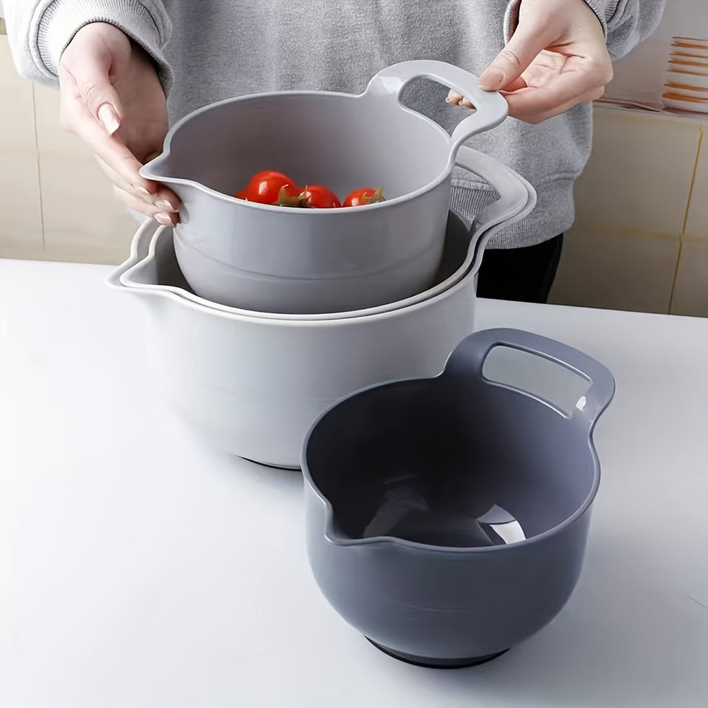 4pcs, Mixing Bowls, Nesting Plastic Mixing Bowl Set With Pour Spouts And Handles, Home Kitchen Accessories