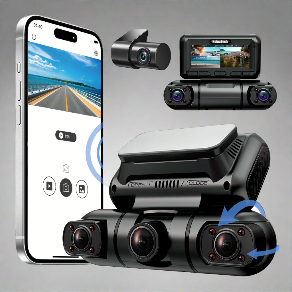 360° 4-Channel Dash Cam – Front, Rear & Side View, GPS + Night Vision